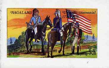 Nagaland 1976 USA Bicentenary (Military Uniforms - On Horseback) imperf  souvenir sheet (£1 value) unmounted mint, stamps on militaria     americana    horses, stamps on uniforms