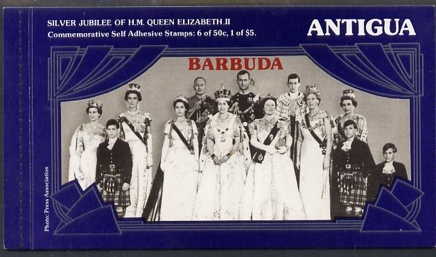 Barbuda 1977 Silver Jubilee Booklet containing SG 329a & 330a self-adhesive panes, SG SB1, stamps on , stamps on  stamps on royalty     silver jubilee    self adhesive