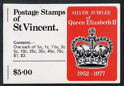 St Vincent 1977 Silver Jubilee Booklet containing SG 515a, 519a & 523a, booklet SG SB5, stamps on , stamps on  stamps on royalty     silver jubilee