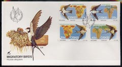 Ciskei 1984 Migratory Birds (Martins & Swallows) set of 4 on unaddressed illustrated cover with special first day cancel (SG 60-63), stamps on , stamps on  stamps on birds, stamps on  stamps on martins, stamps on  stamps on swallows, stamps on  stamps on maps