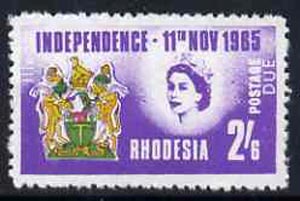 Rhodesia 1965 Loyalists' Propaganda forgery of Independence 2s6d (perforated as SG 358) *, stamps on heraldry, stamps on arms