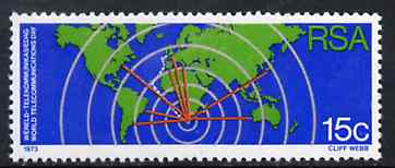 South Africa 1973 World Communication Day (no wmk) unmounted mint, SG 338*, stamps on communications, stamps on maps