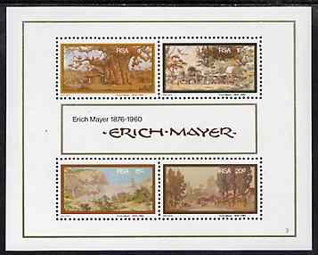 South Africa 1976 Birth Centenary of Erich Mayer (Artist) m/sheet containing set of 4 unmounted mint, SG MS 403, stamps on arts, stamps on dams, stamps on civil engineering