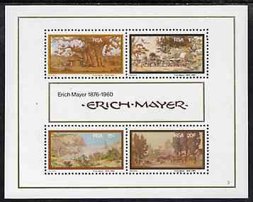 South Africa 1976 Birth Centenary of Erich Mayer (Artist) m/sheet containing set of 4 unmounted mint, SG MS 403, stamps on , stamps on  stamps on arts, stamps on  stamps on dams, stamps on  stamps on civil engineering