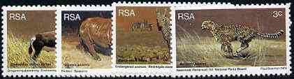 South Africa 1976 World Environment Day (Animals) set of 4 unmounted mint, SG 404-407*, stamps on , stamps on  stamps on environment, stamps on  stamps on animals, stamps on  stamps on cats, stamps on  stamps on cheetah, stamps on  stamps on rhino, stamps on  stamps on zebra, stamps on  stamps on blesbok