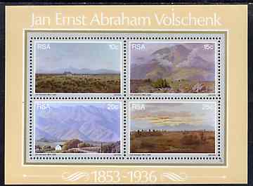 South Africa 1978 Birth Anniversary of Volschenk (painter) m/sheet containing set of 4 unmounted mint, SG MS 448, stamps on , stamps on  stamps on arts