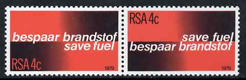 South Africa 1979 Fuel Conservation se-tenant pair unmounted mint, SG 457a*, stamps on energy, stamps on  oil , stamps on environment 