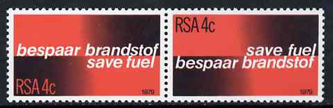 South Africa 1979 Fuel Conservation se-tenant pair unmounted mint, SG 457a*, stamps on energy, stamps on  oil , stamps on environment