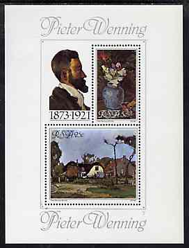 South Africa 1980 Paintings by Pieter Wenning m/sheet containing set of 2 unmounted mint, SG MS 476, stamps on , stamps on  stamps on arts
