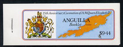 Anguilla 1978 Coronation 25th Anniversary Booklet SG SB2, stamps on , stamps on  stamps on maps, stamps on  stamps on royalty, stamps on  stamps on coronation, stamps on  stamps on unicorns