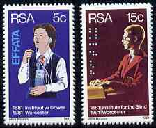 South Africa 1981 Centenary of Institutes for Deaf & Blind set of 2 unmounted mint, SG 495-96*, stamps on , stamps on  stamps on blind, stamps on  stamps on deaf, stamps on  stamps on disabled, stamps on  stamps on medical