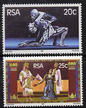 South Africa 1981 Opening of State Theatre (Opera & Ballet) set of 2 unmounted mint, SG 490-91*, stamps on , stamps on  stamps on theatre, stamps on  stamps on ballet, stamps on  stamps on opera, stamps on  stamps on music, stamps on  stamps on entertainments, stamps on  stamps on harps, stamps on  stamps on dancing