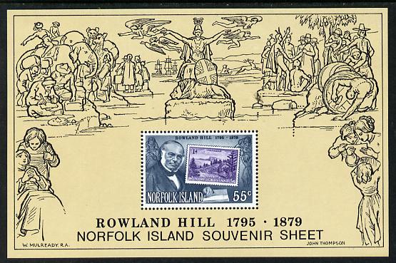 Norfolk Island 1979 Rowland Hill m/sheet unmounted mint (SG MS 228), stamps on postal     rowland hill