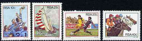 South Africa 1983 Sport in South Africa set of 4 unmounted mint, SG 545-48*, stamps on , stamps on  stamps on sport, stamps on  stamps on rugby, stamps on  stamps on football, stamps on  stamps on horse racing, stamps on  stamps on horses, stamps on  stamps on yachting, stamps on  stamps on sailing