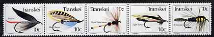 Transkei 1982 Fishing Flies #3 strip of 5 unmounted mint, SG 99a, stamps on , stamps on  stamps on fishing