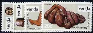 Venda 1980 Wood Carvings set of 4 unmounted mint, SG 22-25, stamps on artefacts    carvings    beer    snakes, stamps on snake, stamps on snakes, stamps on 