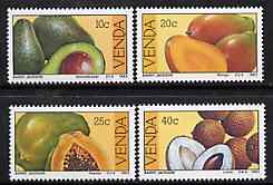 Venda 1983 Subtropical Fruit set of 4 unmounted mint, SG 83-86*, stamps on fruit     avocado     mango     papaya      litchi