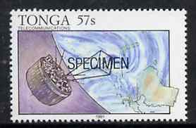 Tonga 1991 Weather Satellite 57s optd SPECIMEN, from Telecommunications, as SG 1145 unmounted mint, stamps on weather, stamps on satellites, stamps on communications