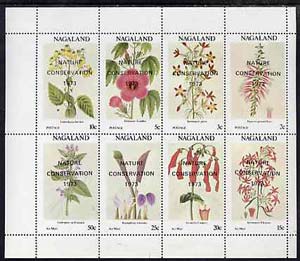 Nagaland 1972 Flowers perf set of 8 (optd Nature Conservation 1973) unmounted mint, stamps on flowers