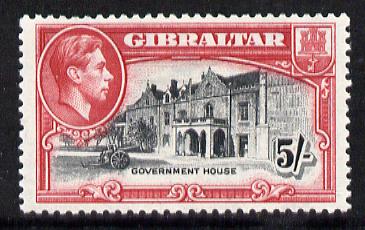 Gibraltar 1938-51 KG6 5s black & carmine P13 mounted mint SG129b, stamps on , stamps on  stamps on , stamps on  stamps on  kg6 , stamps on  stamps on 