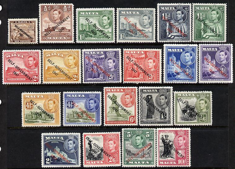 Malta 1948-53 KG6 New Constitution complete set of 21 values 1/4d to 10s mounted mint SG 234-48, stamps on , stamps on  stamps on , stamps on  stamps on  kg6 , stamps on  stamps on 