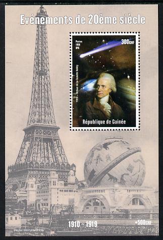 Guinea - Conakry 1998 Events of the 20th Century 1910-1919 Return of Halleys Comet perf souvenir sheet unmounted mint. Note this item is privately produced and is offered purely on its thematic appeal, stamps on , stamps on  stamps on personalities, stamps on  stamps on eiffel tower, stamps on  stamps on halley, stamps on  stamps on space, stamps on  stamps on astronomy