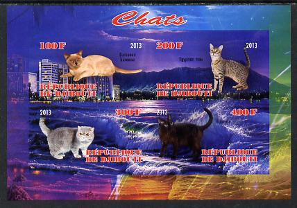 Djibouti 2013 Domestic Cats #3 imperf sheetlet containing 4 values unmounted mint, stamps on , stamps on  stamps on cats