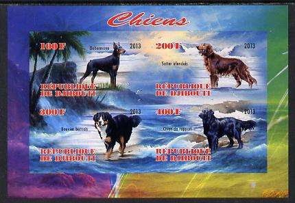 Djibouti 2013 Dogs #3 imperf sheetlet containing 4 values unmounted mint, stamps on , stamps on  stamps on dogs