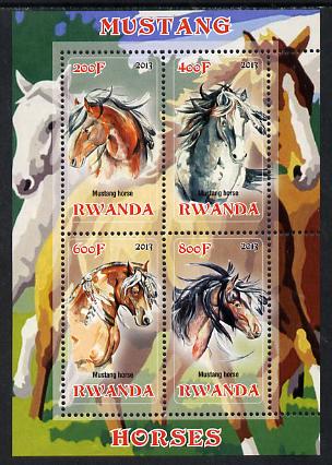 Rwanda 2013 Horses #1 perf sheetlet containing 4 values unmounted mint, stamps on animals, stamps on horses