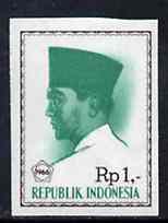 Indonesia 1966 Pres Sukarno 1r imperf composite proof in black & green unmounted mint as SG 1089*, stamps on constitutions  , stamps on dictators.