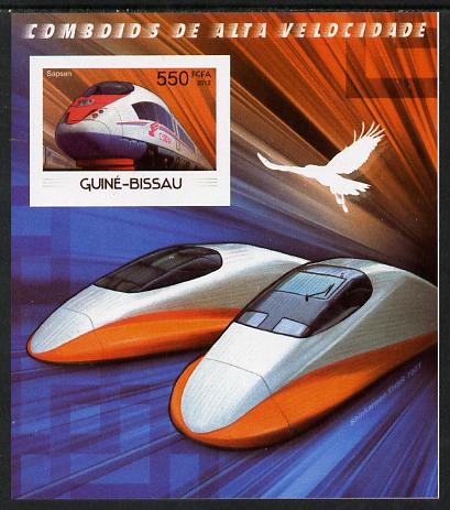 Guinea - Bissau 2012 High Speed Trains - Sapsan imperf souvenir sheet unmounted mint, stamps on , stamps on  stamps on railways