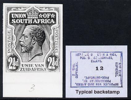 South Africa 1913-25 KG5 issue B&W photograph of original essay denominated 2.5d approximately twice stamp-size. Official photograph from the original artwork held by the..., stamps on , stamps on  kg5 , stamps on 