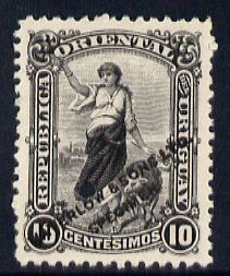 Uruguay 1900 10c Printers sample in black (issued stamp was violet) overprinted Waterlow & Sons SPECIMEN with security punch hole without gum, as SG 234, stamps on 