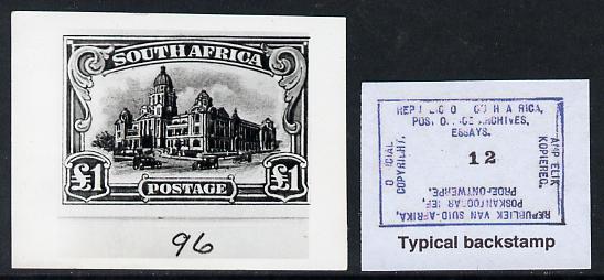 South Africa 1926-27 issue B&W photograph of original \A31 essay inscribed in English, approximately twice stamp-size. Official photograph from the original artwork held ..., stamps on , stamps on  kg5 , stamps on 