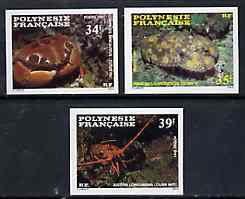 French Polynesia 1987 Crustaceans imperf set of 3 from limited printing, unmounted mint as SG 501-03*, stamps on marine-life