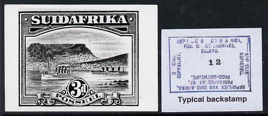 South Africa 1926-27 issue B&W photograph of original 3d essay inscribed in Afrikaans, approximately twice stamp-size. Official photograph from the original artwork held ..., stamps on , stamps on  kg5 , stamps on ships