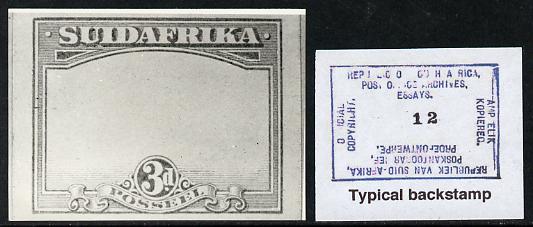 South Africa 1926-27 issue B&W photograph of essay for 3d frame inscribed in Afrikaans, approximately twice stamp-size. Official photograph from the original artwork held..., stamps on , stamps on  kg5 , stamps on 