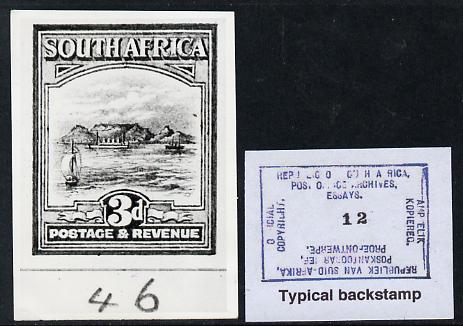 South Africa 1926-27 issue B&W photograph of original 3d pictorial essay inscribed in English, approximately twice stamp-size. Official photograph from the original artwo..., stamps on , stamps on  kg5 , stamps on ships