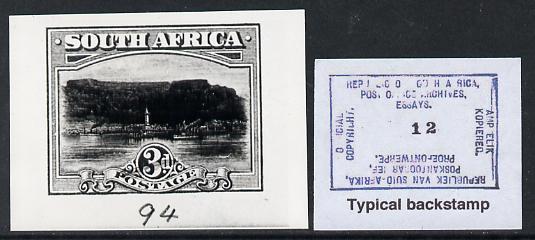 South Africa 1926-27 issue B&W photograph of original 3d Pictorial essay inscribed in English, approximately twice stamp-size. Official photograph from the original artwork held by the Government Printer in Pretoria with authority handstamp on the back, one of only 30 produced., stamps on , stamps on  stamps on , stamps on  stamps on  kg5 , stamps on  stamps on lighthouses