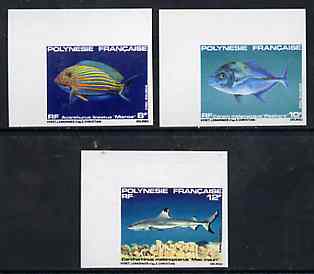 French Polynesia 1983 Fishes #4 imperf set of 3 from limited printing, unmounted mint as SG 386-88*, stamps on , stamps on  stamps on fish, stamps on  stamps on marine-life