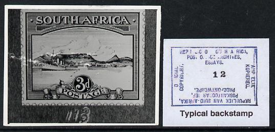 South Africa 1926-27 issue Perkins Bacon B&W photograph of original 3d Pictorial essay inscribed in English approximately twice stamp-size. Official photograph from the o..., stamps on , stamps on  kg5 , stamps on ships