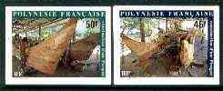 French Polynesia 1986 Pirogue Construction (Native Craft) imperf set of 2 from limited printing, unmounted mint as SG 490-91*, stamps on , stamps on  stamps on ships