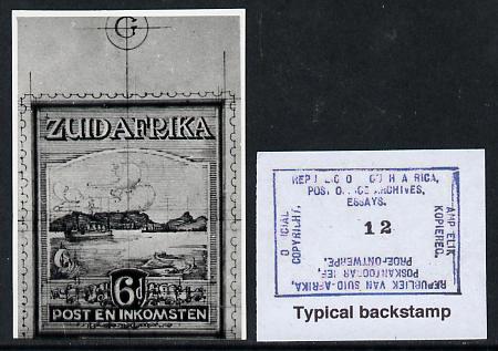 South Africa 1926-27 issue Public Works Dept B&W photograph of original 6d Pictorials essay inscribed in Afrikaans, approximately twice stamp-size. Official photograph fr..., stamps on , stamps on  kg5 , stamps on ships