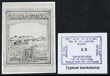 South Africa 1926-27 issue B&W photograph of original 3d Pictorial essay inscribed in Afrikaans, approximately twice stamp-size. Official photograph from the original art..., stamps on , stamps on  kg5 , stamps on 