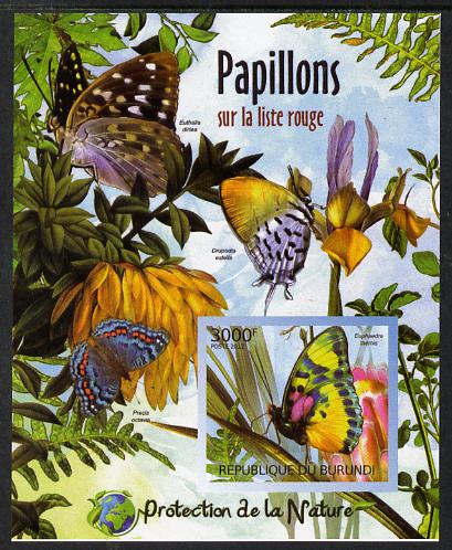 Burundi 2012 Endangered Butterflies #1 imperf deluxe sheet unmounted mint , stamps on butterflies, stamps on  wwf , stamps on 