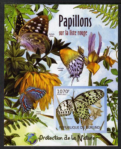 Burundi 2012 Endangered Butterflies #3 imperf deluxe sheet unmounted mint , stamps on butterflies, stamps on  wwf , stamps on 