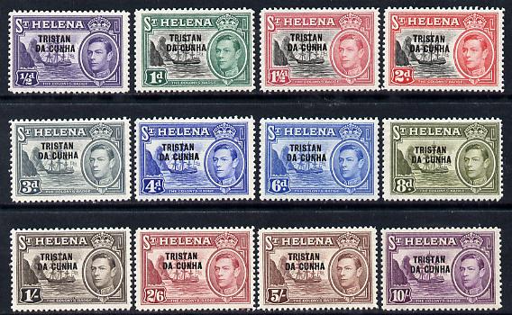 Tristan da Cunha 1952 KG6 overprint definitive set complete 12 values 1/2d to 10s unmounted mint SG 1-12, stamps on , stamps on  kg6 , stamps on 
