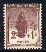 France 1917 War Orphans Fund  2c + 1c brown-lake unmounted mint SG 450, stamps on , stamps on  ww1 , stamps on 