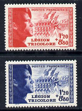 France 1942 Tricolour Legion set of 2 unmounted mint SG 769-70, stamps on militaria