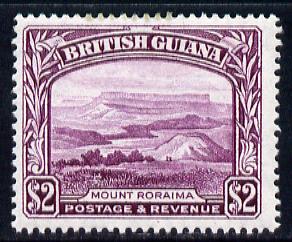 British Guiana 1938-52 KG6 Mount Roraima $2 purple P14x13 unmounted mint SG 318a, stamps on , stamps on  kg6 , stamps on mountains